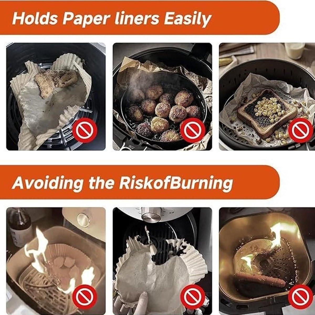 4-Piece Silicone Magnetic Airfryer Strips - Airfryer Paper Holder - High Temperature Resistant - Prevents Airfryer Paper from coming into contact with the heating element - Red.