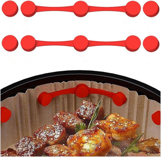 Magnetic silicone strips for airfryers - Airfryer paper holders - High temperature resistant - Set of 2 magnetic silicone fasteners for airfryers to secure parchment paper.
