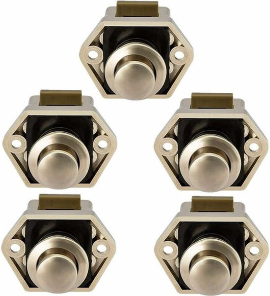 Push button for camper van - Locking button for shutter door - for camping RV, motorcycle, caravan, 5 pieces (nickel).