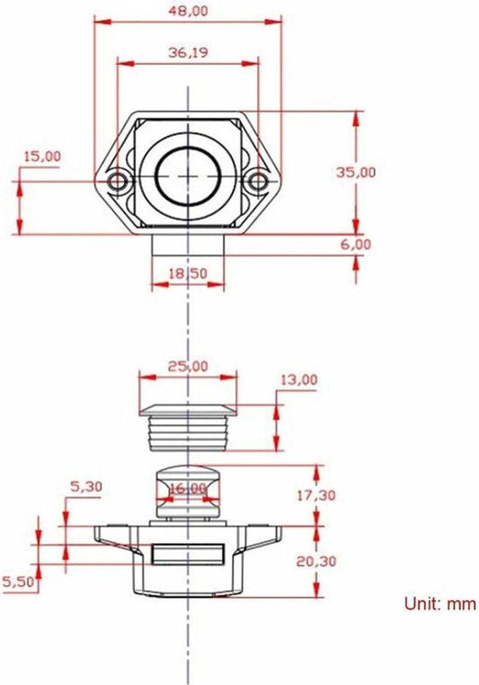 Push button for camper van - Locking button for shutter door - for camping RV, motorcycle, caravan, 5 pieces (nickel).