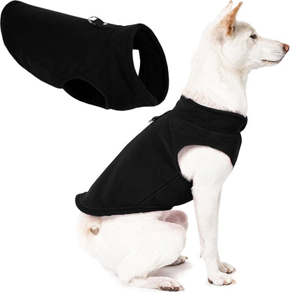 Dog coat - Fleece dog vest - Winter dog coat - Warm dog coat - Fleece dog sweater - Ring leash - Perfect for small dogs - Medium-sized dogs - Black - Size M