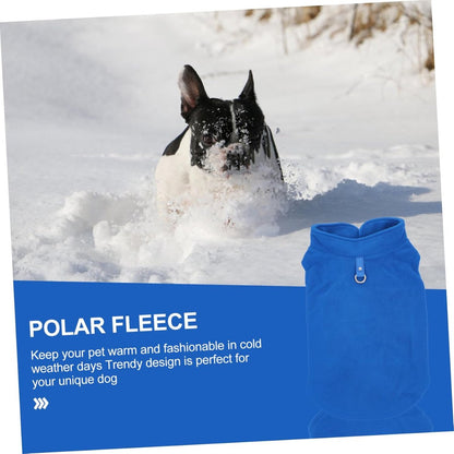 Dog Coat - Fleece Vest - Dog Sweater - Warm Winter Coat - Pull-On Fleece Coat - Leash with Ring - Perfect for Small and Medium Dogs - Blue - Size L