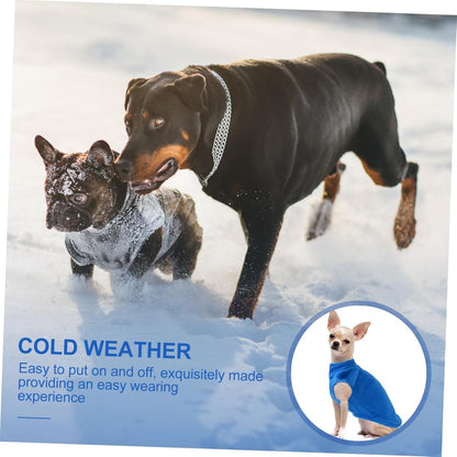 Dog Coat - Fleece Vest - Dog Sweater - Warm Winter Coat - Pull-On Fleece Coat - Leash with Ring - Perfect for Small and Medium Dogs - Blue - Size L