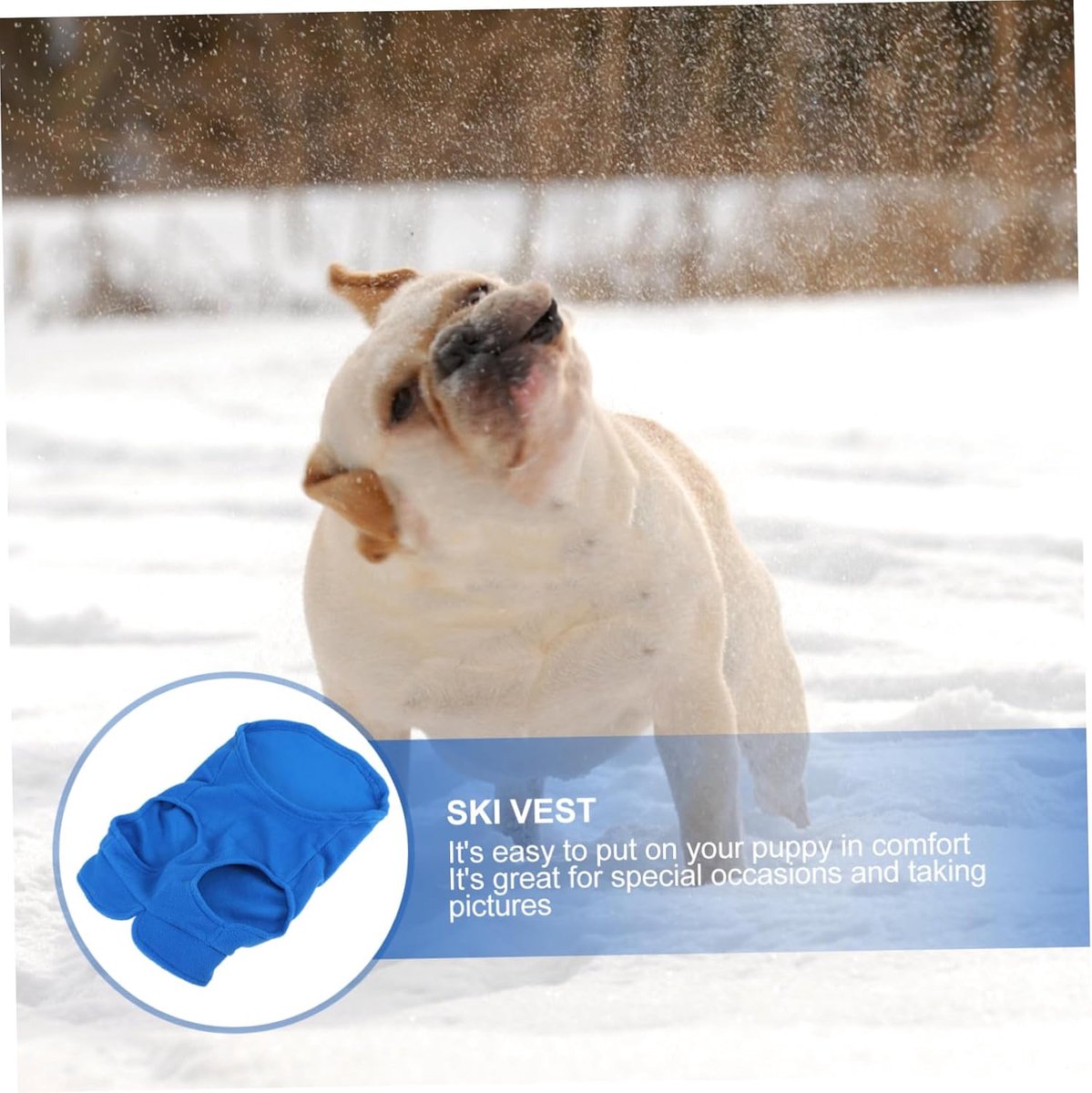 Dog Coat - Fleece Vest - Dog Sweater - Warm Winter Coat - Pull-On Fleece Coat - Leash with Ring - Perfect for Small and Medium Dogs - Blue - Size L