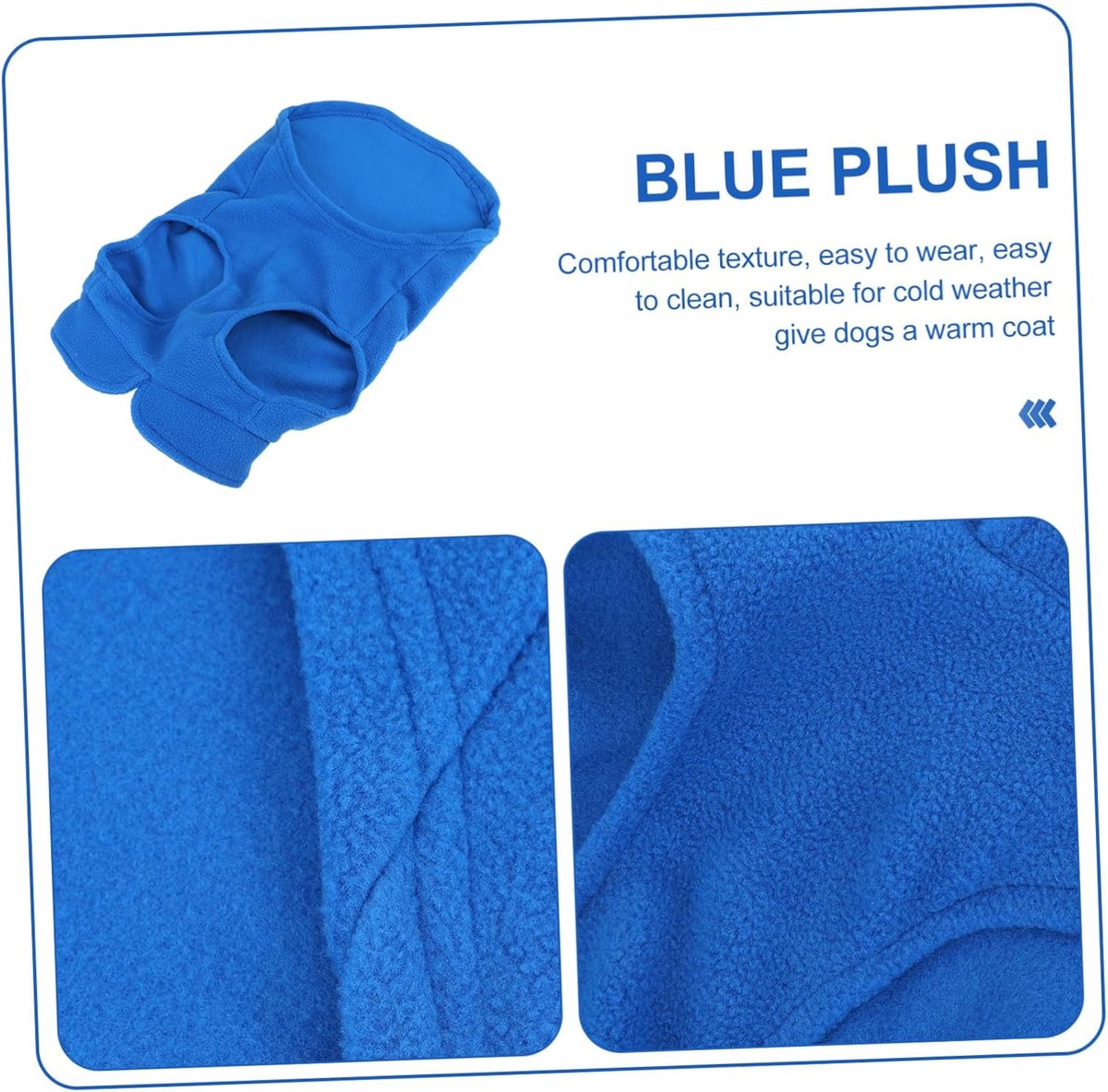 Dog Coat - Fleece Vest - Dog Sweater - Warm Winter Coat - Pull-On Fleece Coat - Leash with Ring - Perfect for Small and Medium Dogs - Blue - Size L