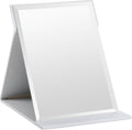 Folding tabletop mirror with PU leather cover – 125 x 17 cm – Portable travel mirror with stand – Makeup mirror for office and camping