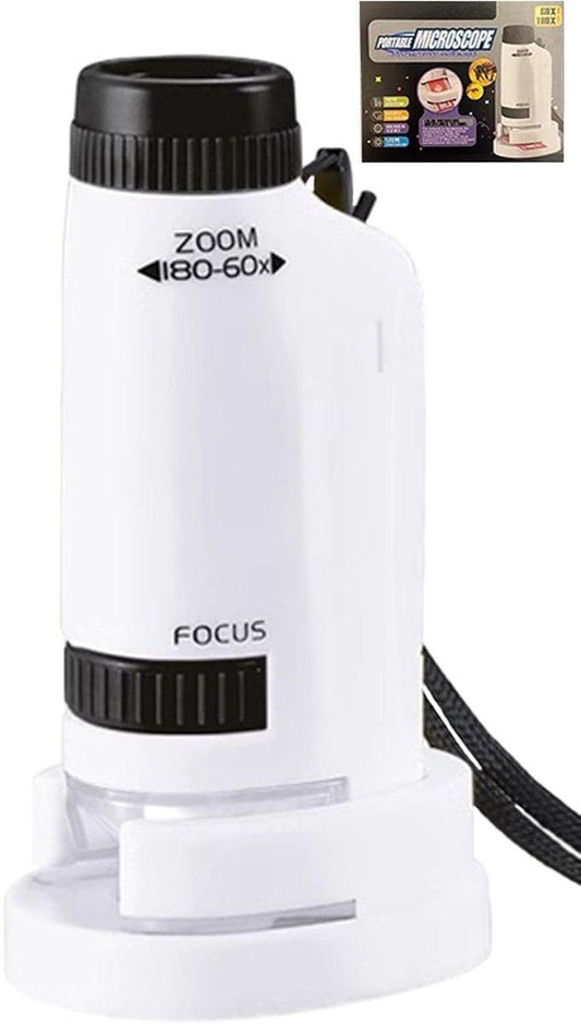 Microscope - Children's Microscope - Portable Pocket Microscope - Mini 60X-180X - Kids Exploration Kit - for Students, Science and Play.