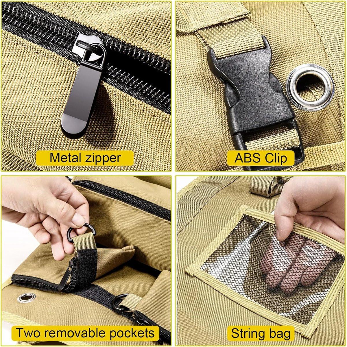 Roll-up tool bag - Tool belt - Open tool bag - with adjustable strap - Drill holder - Canvas - Roll-up pouch - Electrician's kit - Storage rack - Wrench organizer - No tool included!.