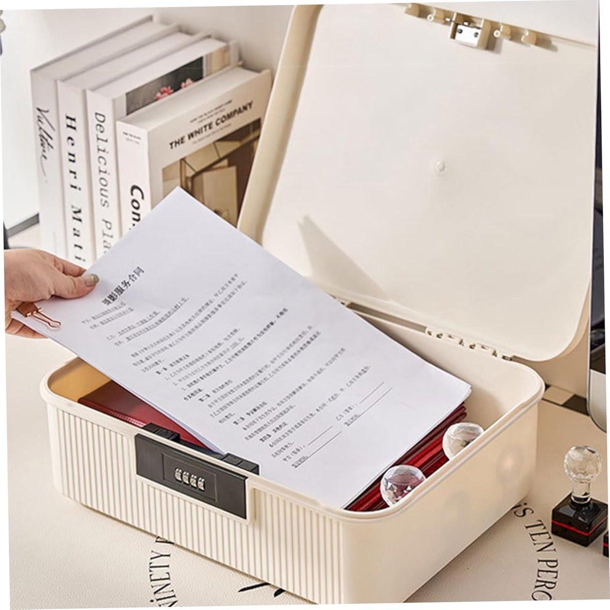 Lockable storage box - 9L lockable pillbox with double combination lock - Waterproof lockable box with combination lock - Perfect for personal belongings at home or in the office - Wit.