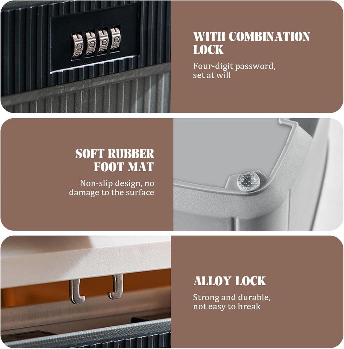 Lockable storage box - 9L lockable pillbox with double combination lock - Waterproof lockable box with combination lock - Perfect for personal belongings at home or in the office - Wit.