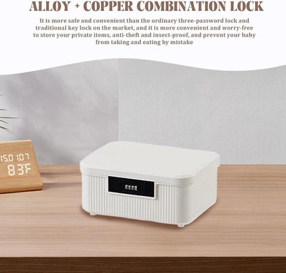 Lockable storage box - 9L lockable pillbox with double combination lock - Waterproof lockable box with combination lock - Perfect for personal belongings at home or in the office - Wit.