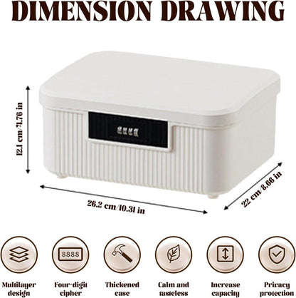 Lockable storage box - 9L lockable pillbox with double combination lock - Waterproof lockable box with combination lock - Perfect for personal belongings at home or in the office - Wit.