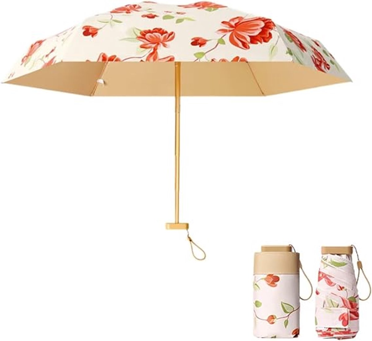 Folding Umbrella - Foldable - Umbrella for Girls - Small Mini Folding Umbrella - Compact Design - Ideal for Outdoor Travel - UV Protection Sunscreen Umbrella