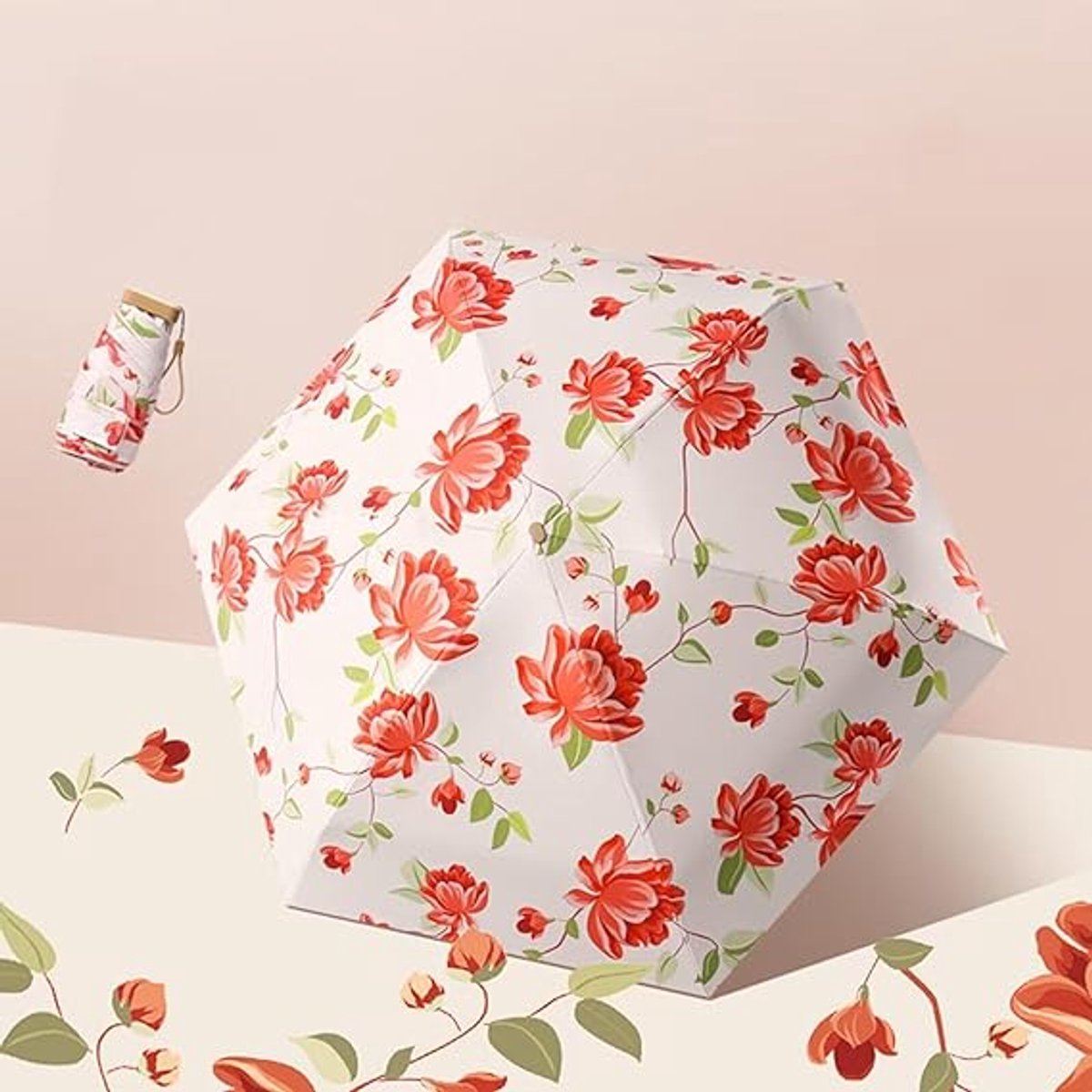 Folding Umbrella - Foldable - Umbrella for Girls - Small Mini Folding Umbrella - Compact Design - Ideal for Outdoor Travel - UV Protection Sunscreen Umbrella