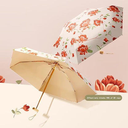 Folding Umbrella - Foldable - Umbrella for Girls - Small Mini Folding Umbrella - Compact Design - Ideal for Outdoor Travel - UV Protection Sunscreen Umbrella