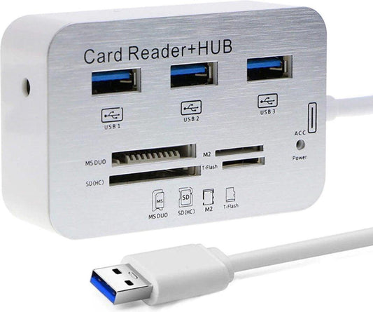 USB 3.0 Hub with 3-Port Splitter and Memory Card Reader - SD/TF/Micro SD Card Reader - USB 3.0 Hub.