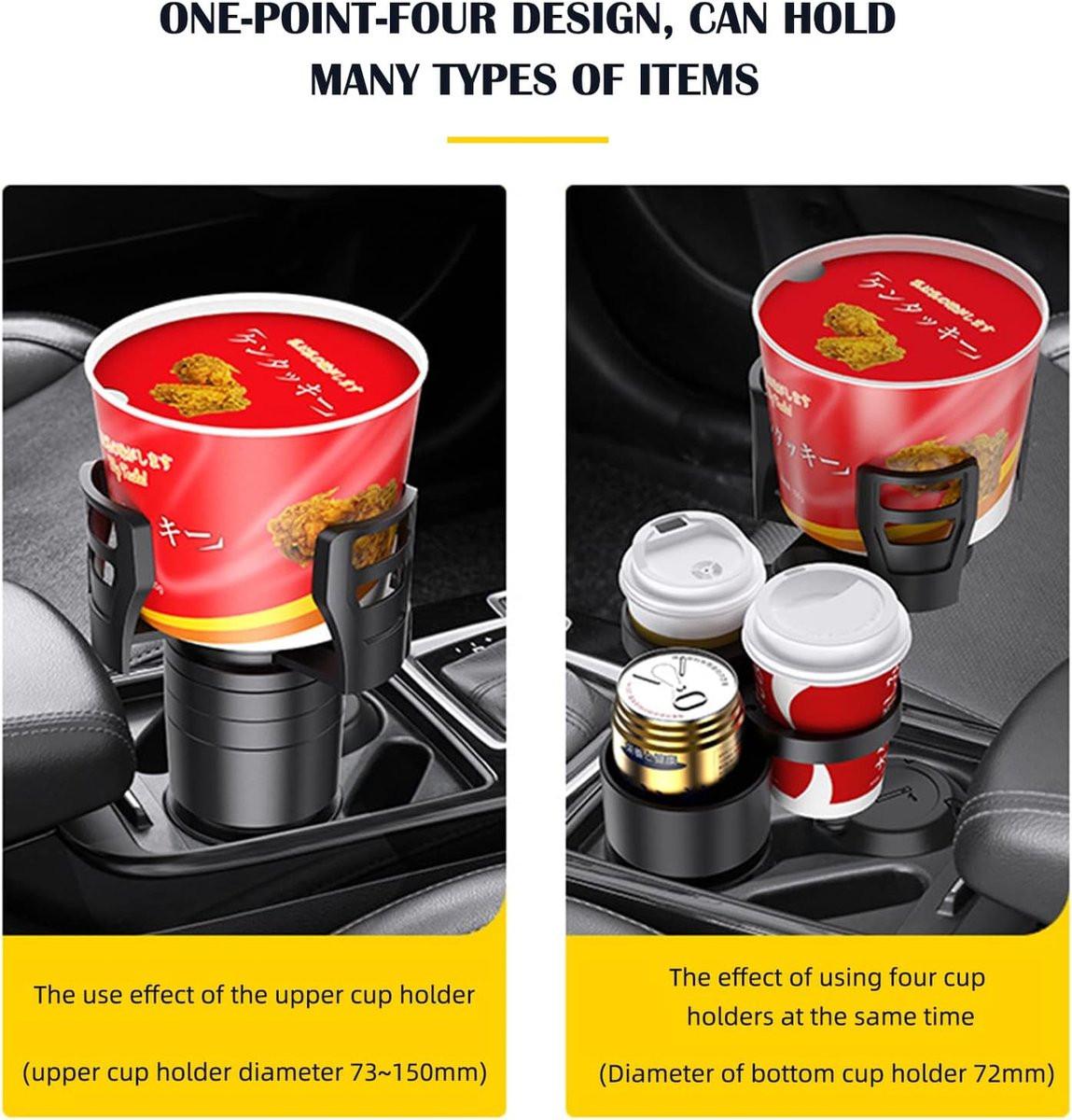Universal 4-in-1 Car Organizer - Car Seat Organizer - Cup Holder - Drink Holder - Can and Bottle Holder - Car Accessories - High Quality - Coffee Holder - Foldable - Sturdy and Durable - Car Travel.
