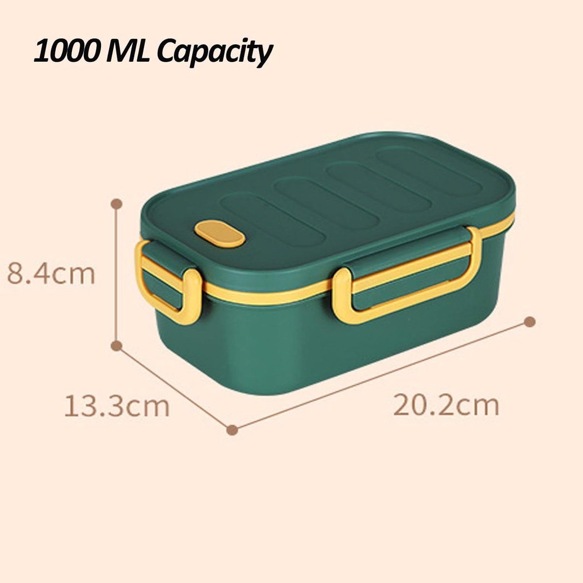 Adult lunch box with compartments, 1000 ml, leakproof, for men and women, double layer, ideal for the office, picnics (green)
