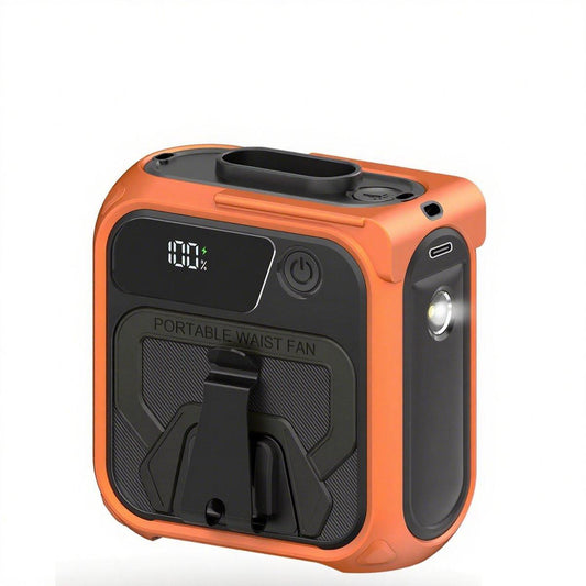 Mini Portable Hip Fan - 5 Speeds 16,000 RPM - Clip-on Portable Belt Fan - For Camping, Travel, Outdoors - Orange.