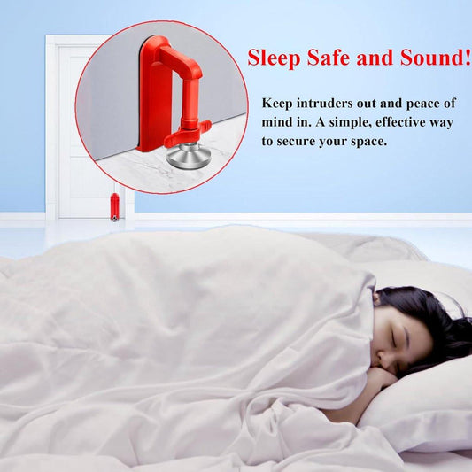Door security - portable door locks for theft protection while traveling, security for hotel rooms and apartments - drill-free garage door for women and children - peaceful sleep.