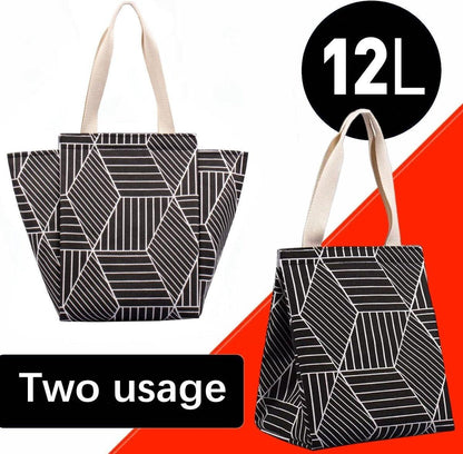 Lunch bag - Insulated bags - Insulated lunch bag for women - Sturdy, foldable and portable lunch bag with wide opening - With interior pockets - Insulated and leakproof cooler - For picnics and beaches for adults (Black Diamond).