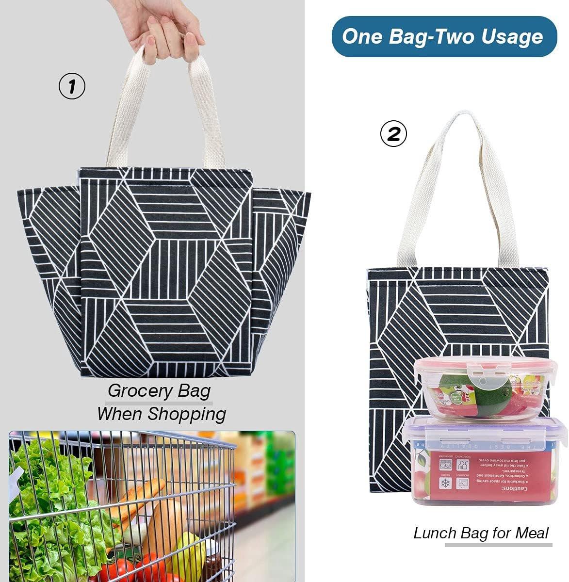 Lunch bag - Insulated bags - Insulated lunch bag for women - Sturdy, foldable and portable lunch bag with wide opening - With interior pockets - Insulated and leakproof cooler - For picnics and beaches for adults (Black Diamond).