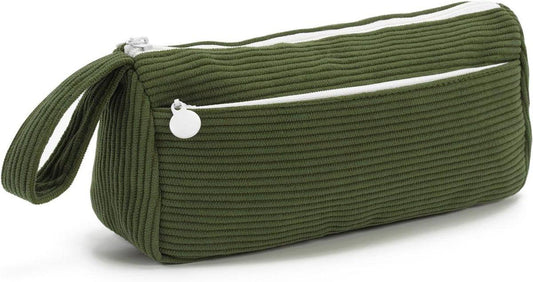 Corduroy pencil case - Pretty pencil case with a practical zipper - Makeup bag - Suitable for school-aged teenagers, boys and girls.