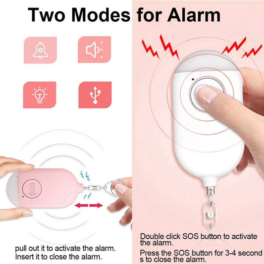 Rechargeable Personal Alarm â Keychain â Personal Alarm â Alarm Keychain â Rechargeable LED Flashlight â Self-Defense Products â Self-Defense Alarm â Personal Alarm â Pink.