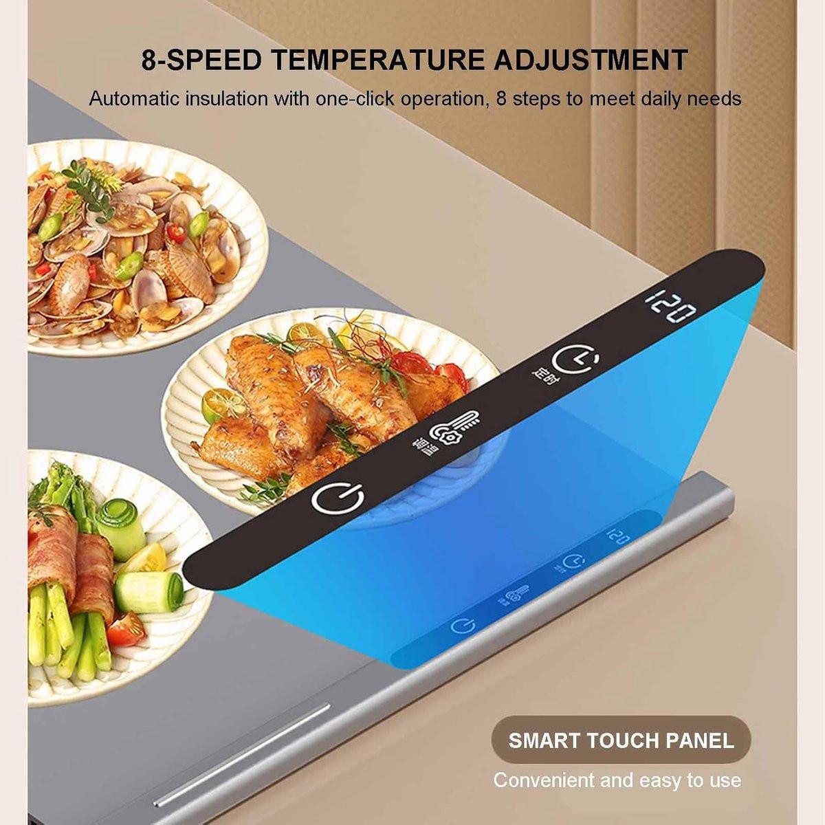 250W roll-up electric hot plate with 8 temperature settings and a 6-hour timer, for buffets, made of waterproof silicone, grey.