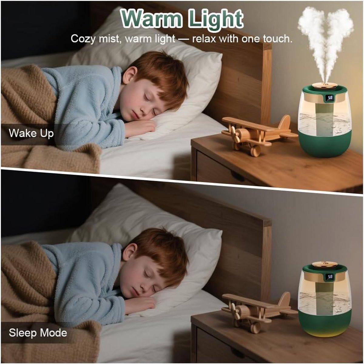 Humidifiers - Bedroom humidifier - Mini humidifier - Children's room humidifier - Humidifier with hygrometer - Humidifier with night light for bedroom - Children's room - Plants - Vegetables.