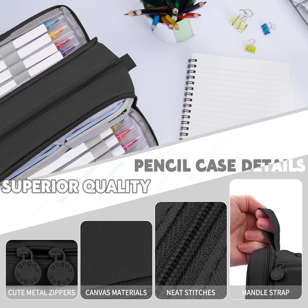 Pencil case - Pencil case - Pencil case for boys and girls - Multifunctional pencil case with compartments - School supplies - 22x11x9.5cm - Black.