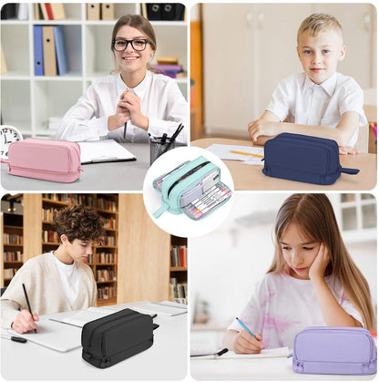 Pencil case - Pencil case - Pencil case for boys and girls - Multifunctional pencil case with compartments - School supplies - 22x11x9.5cm - Black.