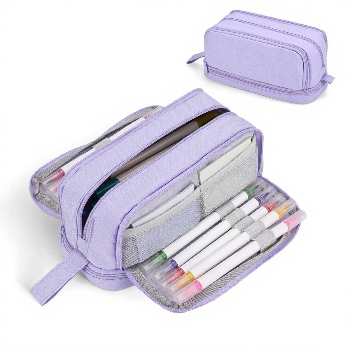 Pencil Case - Pencil Case - Pencil Case for Boys and Girls - Multifunctional Compartment Pencil Case - School Supplies - 22x11x9.5cm - Purple.