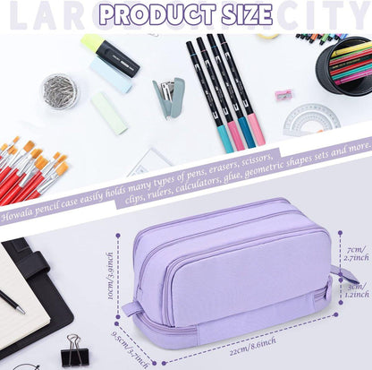 Pencil Case - Pencil Case - Pencil Case for Boys and Girls - Multifunctional Compartment Pencil Case - School Supplies - 22x11x9.5cm - Purple.