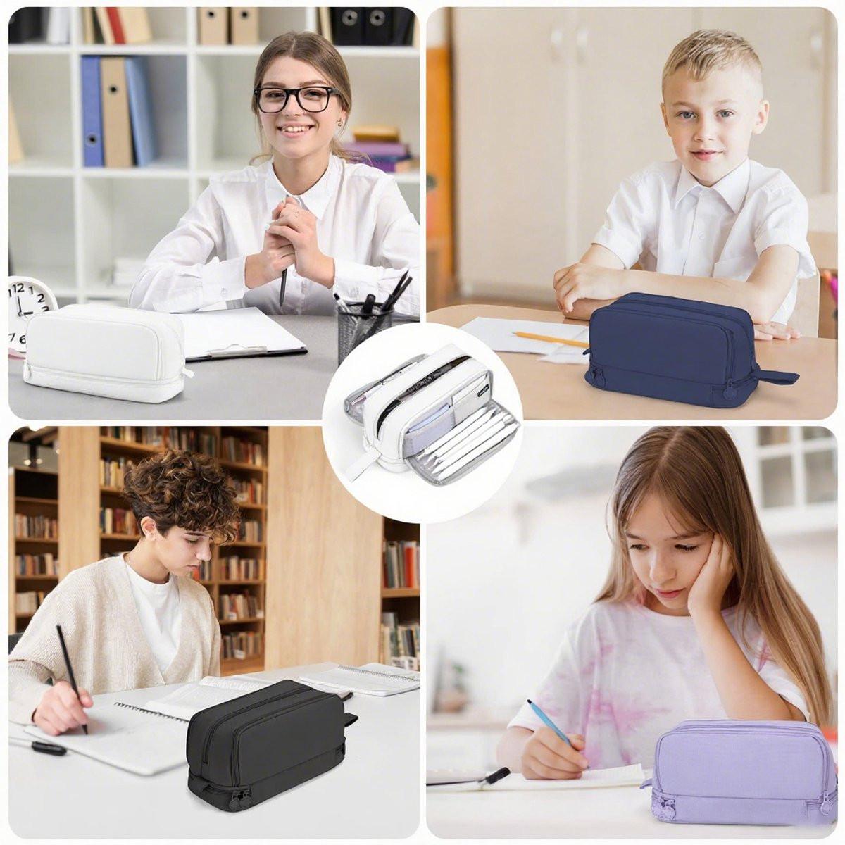Pencil Case - Pencil Case - Pencil Case for Boys and Girls - Multifunctional Compartment Pencil Case - School Supplies - 22x11x9.5cm - Purple.