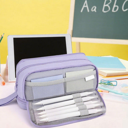 Pencil Case - Pencil Case - Pencil Case for Boys and Girls - Multifunctional Compartment Pencil Case - School Supplies - 22x11x9.5cm - Purple.