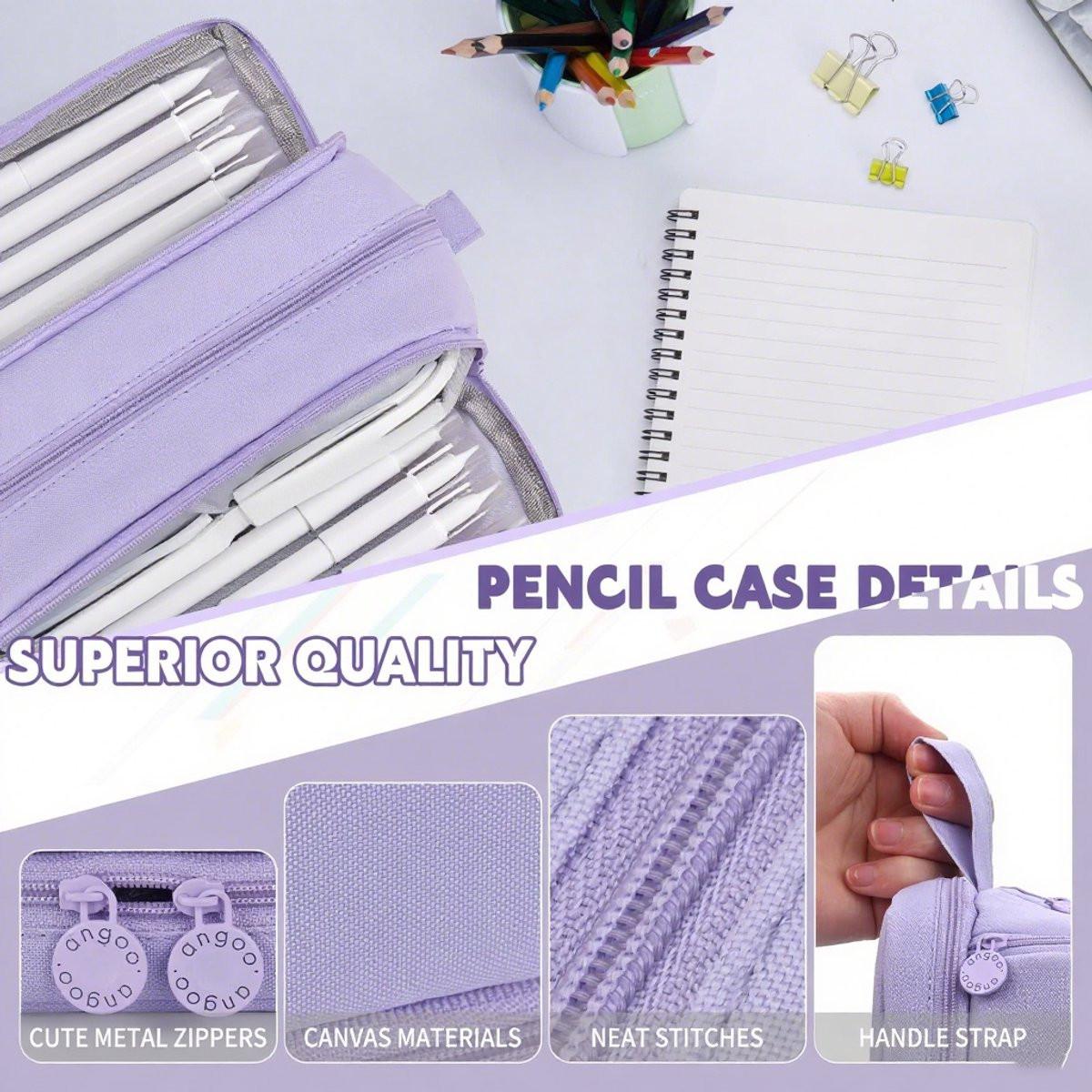 Pencil Case - Pencil Case - Pencil Case for Boys and Girls - Multifunctional Compartment Pencil Case - School Supplies - 22x11x9.5cm - Purple.