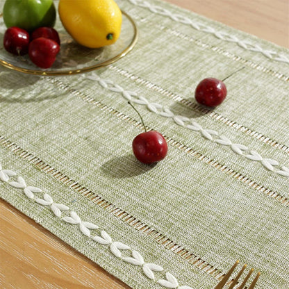 Striped Woven Table Runner - Embroidered Woven Table Runner with Tassels - Bohemian Style Striped Woven Table Runner - For Parties, Christmas, Kitchen, Dinner, Birthday Table Decorations - 33 x 305 cm