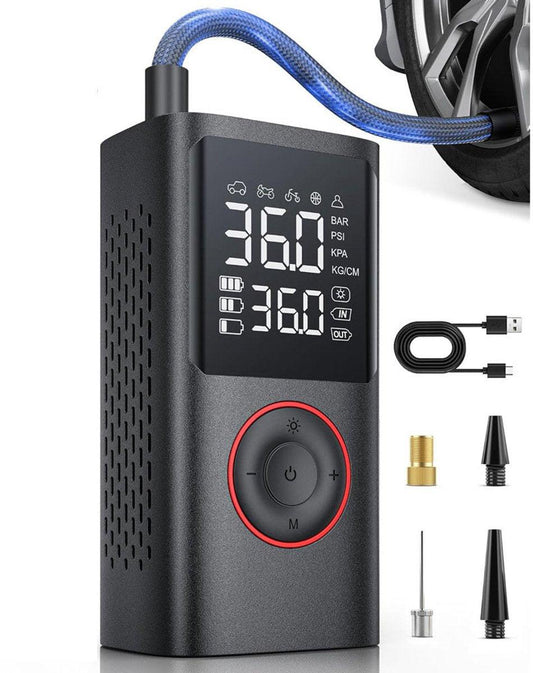Bicycle Pump - Electric Bicycle Pump - Bicycle Pumps - Cordless Car Tire Pump - 150 PSI Portable Air Compressor - with Auto Shut-Off and LED Light - Electric Bicycle Pump for Car, Motorcycle, Bicycle, Ball Sports.