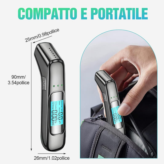 Breathalyzer - Digital Breathalyzer - Portable Breathalyzer - Breathalyzer - With HD LED and high-sensitivity chip - USB rechargeable - Highly accurate breathalyzer for drunk driving - Road safety