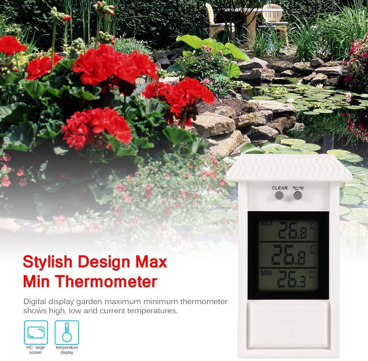 Indoor and outdoor thermometer - Thermometer - Hygrometer - Weather station - Digital thermometer - Weatherproof for indoor and outdoor use - Wit.