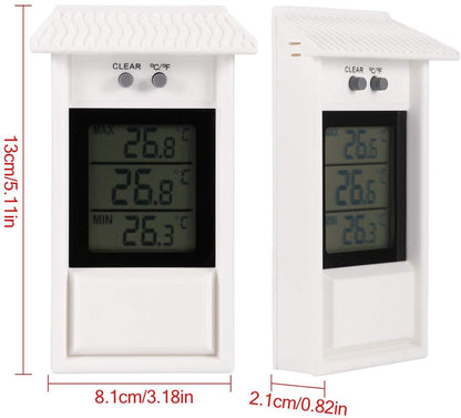 Indoor and outdoor thermometer - Thermometer - Hygrometer - Weather station - Digital thermometer - Weatherproof for indoor and outdoor use - Wit.