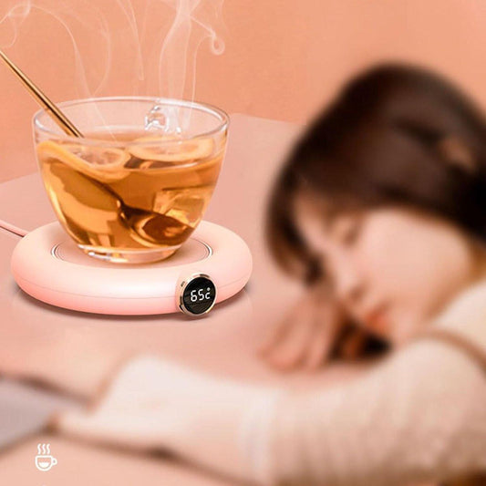 Mug or cup warmer - Heating plate - Coffee cup warmer - Tea cup warmer - Thermal heating plate - Heated coaster - USB coffee warmer for home, office, or desk use - Pink.