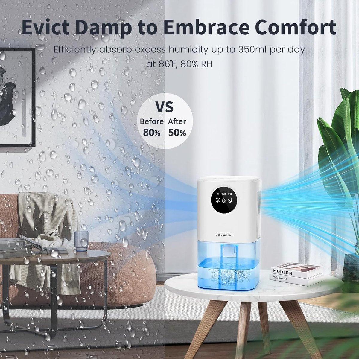 Dehumidifier - Ultra-Quiet Smart Dehumidifier - Home Dehumidifier - Ultra-Quiet Portable Dehumidifier - For Drying Laundry - Dehumidifies Bedrooms, Bathrooms, Wardrobes, and Caravans - White.