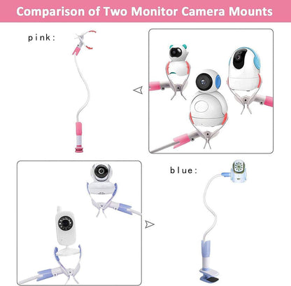 Babyfoon Camera Mount, Camera Holder, Baby Monitor Mount with 3 Straps, No Drilling Required, Flexible and Adjustable, Universal Baby Monitor Mount, Compatible with Most Baby Monitors (Pink).