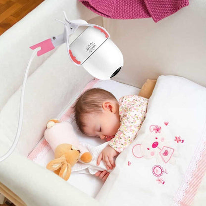 Babyfoon Camera Mount, Camera Holder, Baby Monitor Mount with 3 Straps, No Drilling Required, Flexible and Adjustable, Universal Baby Monitor Mount, Compatible with Most Baby Monitors (Pink).