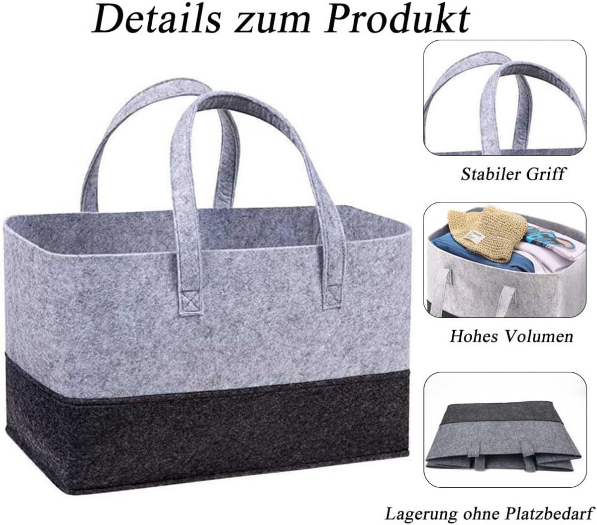 5 pcs Tote bag, shopping bag, foldable shopping basket, large shopping bag, felt tote bag, reusable shopping bag, felt shopping basket, suitable for shopping, travel, storage