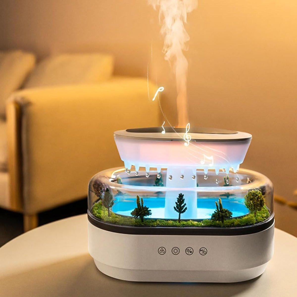 Humidifiers - Aromatherapy Humidifier - Bedroom Humidifier - With 7-Color Night Light and Music - Raindrop Landscape Humidifier - Aroma Diffuser for Essential Oils - Humidifier - Air Humidifier - Wit.
