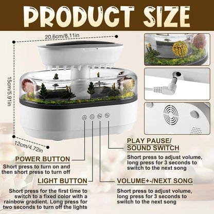 Humidifiers - Aromatherapy Humidifier - Bedroom Humidifier - With 7-Color Night Light and Music - Raindrop Landscape Humidifier - Aroma Diffuser for Essential Oils - Humidifier - Air Humidifier - Wit.
