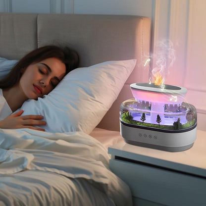 Humidifiers - Aromatherapy Humidifier - Bedroom Humidifier - With 7-Color Night Light and Music - Raindrop Landscape Humidifier - Aroma Diffuser for Essential Oils - Humidifier - Air Humidifier - Wit.